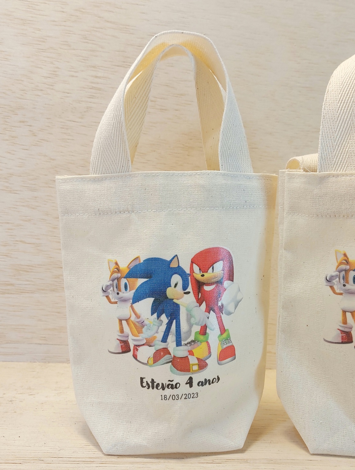 Sacolinha Minibag Sonic - Videogame - Personalizada - Estampa Grande - Algodão Cru - Lembrancinha de Aniversário