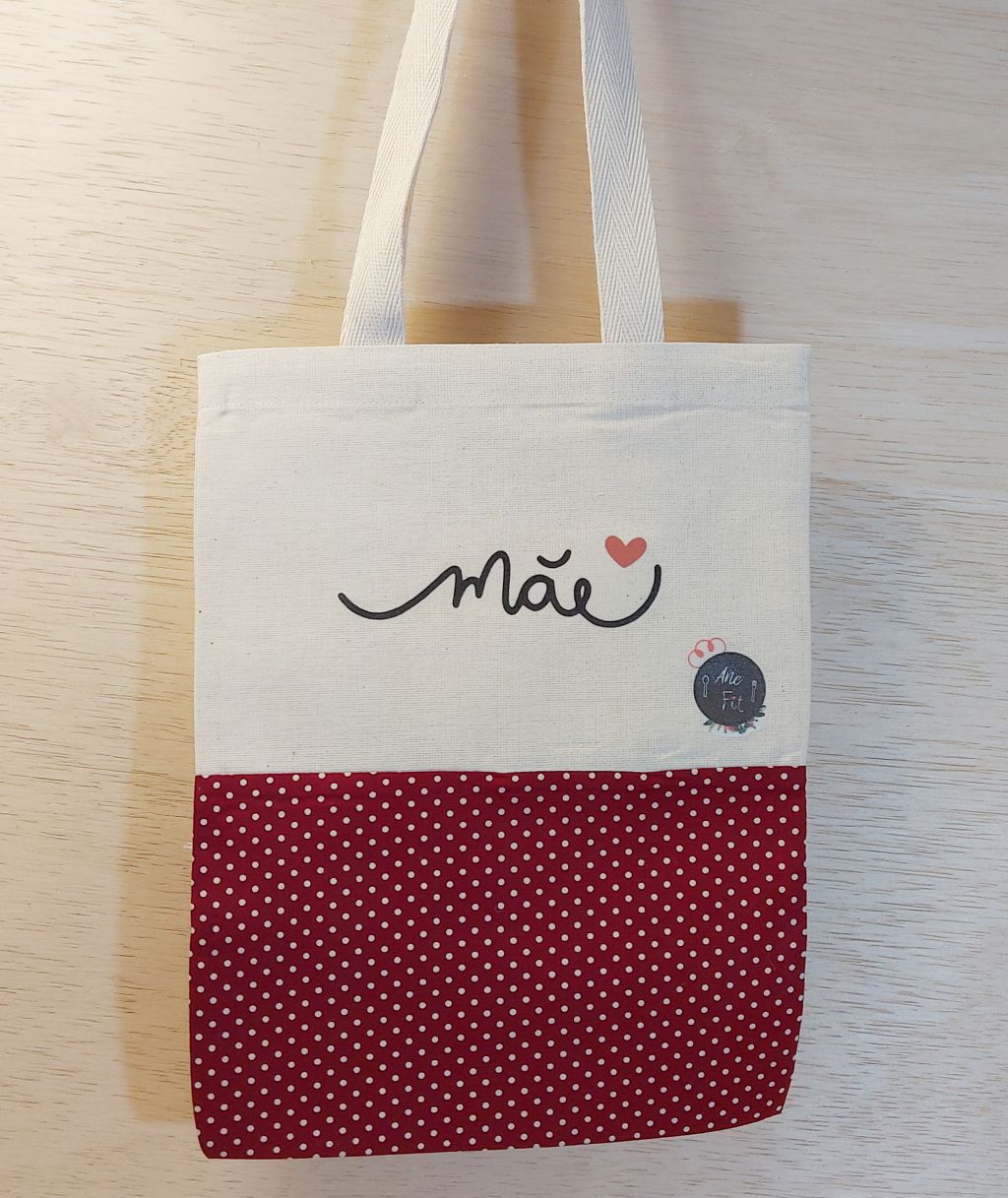 Ecobag Dia das Mães - Logotipo - Poá Marsala - Cesta de Presentes - Embalagem Personalizada