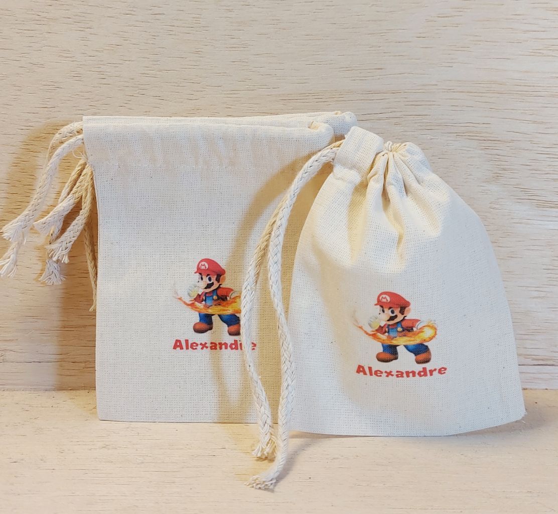 Saquinho Super Mario - Aniversário - Cordão Embutido 10x13cm - Lembrancinha
